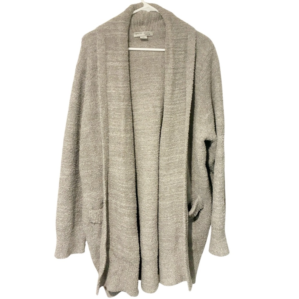 Barefoot Dreams Plus Size 1X Grey CozyChic Lite Shawl Collar Cardigan